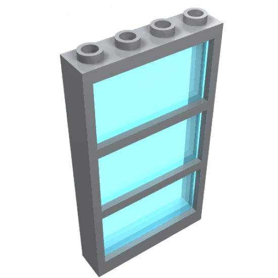 Window 1 x 4 x 6 Frame with 3 Panes, Fixed Glass with Trans-Light Blue Glass