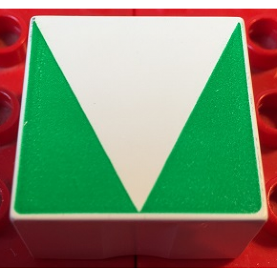 Duplo, Tile 2 x 2 x 1 with Shape Green Inverse Isosceles Triangle Pattern