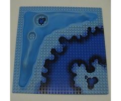 Baseplate, Raised 32 x 32 Crater Plate with Crater Studs and Underwater Pattern