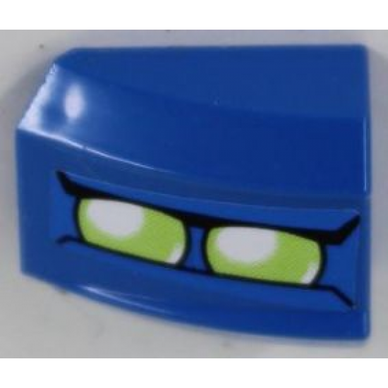 Slope, Curved 2 x 2 Lip with Lime Double Headlights Pattern Model Right Side (Sticker) - Set 8118