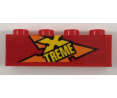 Brick 1 x 4 with Orange and Yellow 'XTREME' Pattern Model Left Side (Sticker) - Set 60222