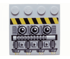 Tile, Modified 4 x 4 with Studs on Edge with Engine and Black and Yellow Danger Stripes Pattern Model Left (Sticker) - Set 7666