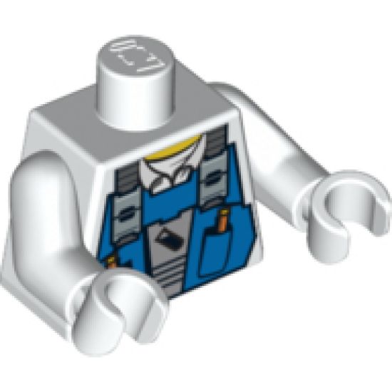 Torso Power Miners Blue Vest over Shirt with Collar Pattern / White Arms / White Hands
