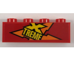 Brick 1 x 4 with Orange and Yellow 'XTREME' Pattern Model Right Side (Sticker) - Set 60222