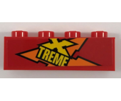 Brick 1 x 4 with Orange and Yellow 'XTREME' Pattern Model Right Side (Sticker) - Set 60222