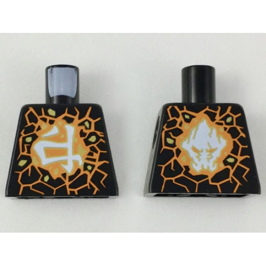 Torso Ninjago Orange Fractures, Gold Rocks and White Ninjago Logogram 'Earth' Pattern