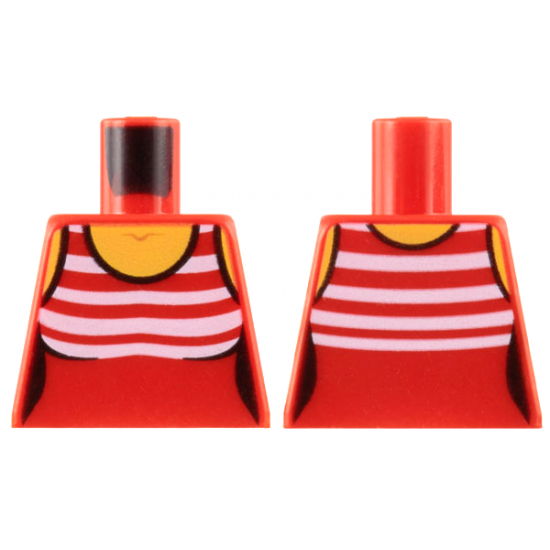 Torso Female Swimsuit with 5 White Stripes Pattern