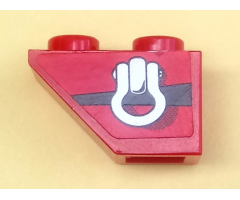 Slope, Inverted 45 2 x 1 with Clevis Shackle Loop and Black Stripe on Red Background Pattern Model Left Side (Sticker) - Set 8863