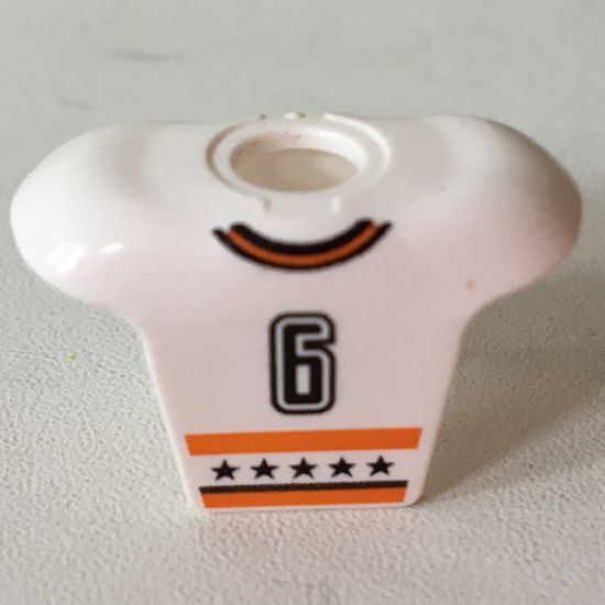 Minifigure, Body Wear Hockey Body Armor with NHL Logo and Black Number 6 Pattern