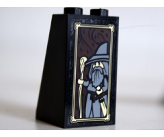 Slope 75 2 x 2 x 3 - Solid Studs with Portrait of Gandalf the Grey Pattern (Sticker) - Set 10237
