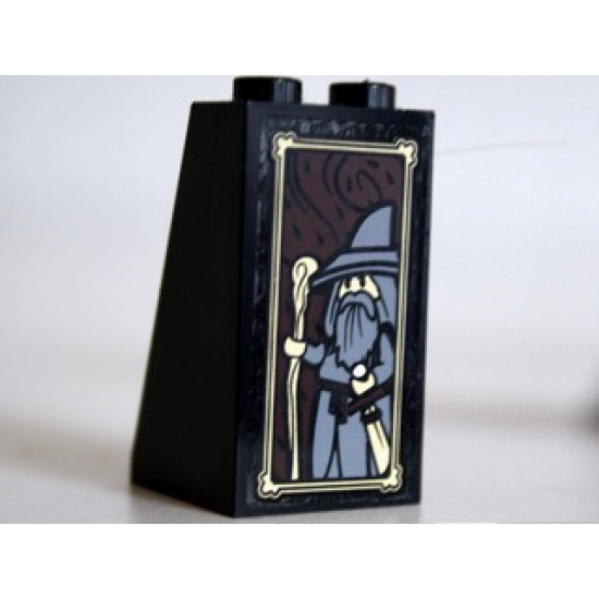Slope 75 2 x 2 x 3 - Solid Studs with Portrait of Gandalf the Grey Pattern (Sticker) - Set 10237