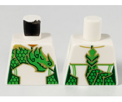 Torso Female Jumpsuit, Bright Green Dragon with Gold Outline Pattern