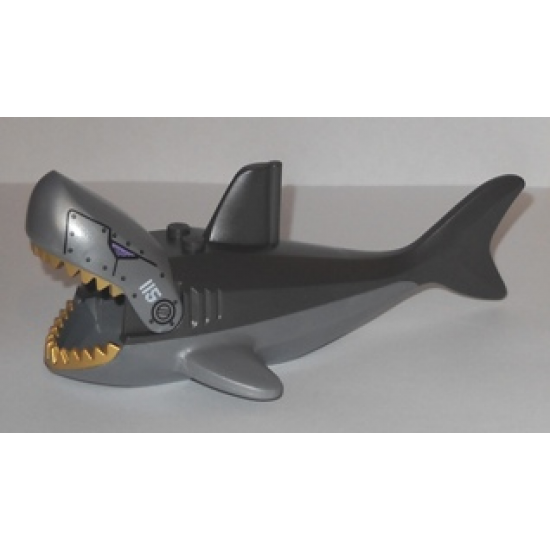 Shark with Gills, Gold Teeth, Rivets and '115' Pattern (Sharkanator)