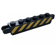 Hinge Brick 1 x 6 Locking with 1 Finger Vertical End and 2 Fingers Vertical End with Black and Yellow Danger Stripes Pattern on Both Sides (Stickers) - Set 60306