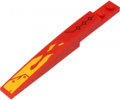 Slope, Curved 10 x 1 with Yellow Flames and Black Line and Squares on Red Background Pattern Model Right Side (Sticker) - Set 71704