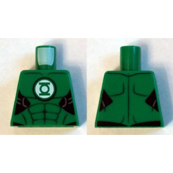 Torso Muscles Outline with Green Lantern Logo on White Background Pattern