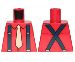 Torso Shirt with Tan Tie and Dark Blue Suspenders Pattern