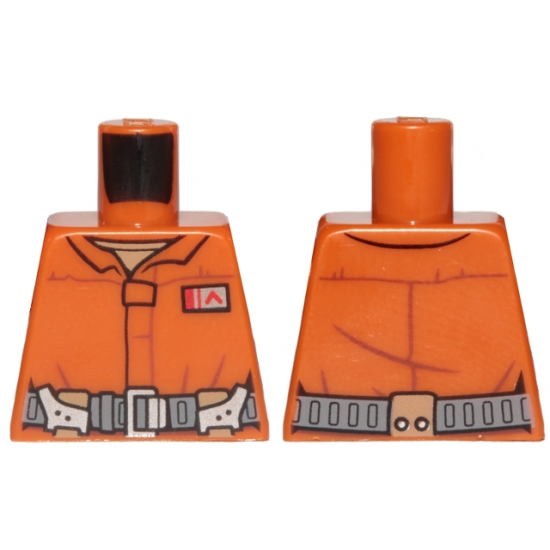 Torso SW Pilot Jumpsuit with Dark Bluish Gray Belt and Resistance Army Commander Rank Badge Pattern (Poe Dameron)