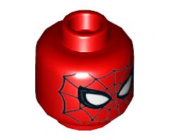 Minifigure, Head Alien with Spider-Man Black Web and Small White Eyes Pattern - Hollow Stud