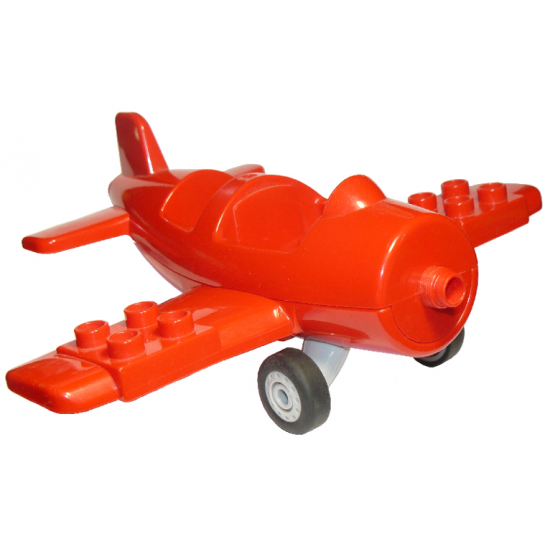 Duplo, Aircraft Airplane Small with Rear Cargo Bay, Light Bluish Gray Wheels Assembly, Large Propeller Pin
