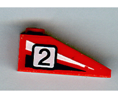 Slope 33 3 x 1 with Black Number 2 on Black and White Stripes Pattern Model Right (Sticker) - Sets 4555 / 6539