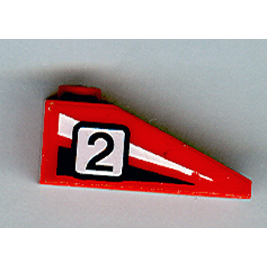 Slope 33 3 x 1 with Black Number 2 on Black and White Stripes Pattern Model Right (Sticker) - Sets 4555 / 6539