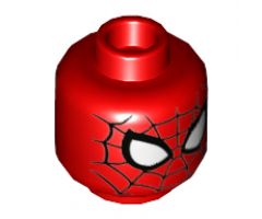Minifigure, Head Alien with Spider-Man Black Web and Large White and Silver Eyes Pattern - Hollow Stud