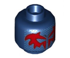 Minifigure, Head Mask, Bright Light Blue Dots Front and Back, Red and Dark Red Splotches Around Eyes Pattern - Hollow Stud