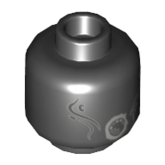 Minifigure, Head Alien with Light Bluish Gray Cheek Lines and Round Mouth Pattern (Dementor) - Hollow Stud