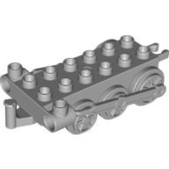 Duplo, Train Steam Engine Chassis with Light Bluish Gray Drive Rod and Light Bluish Gray Wheels