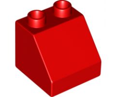 Duplo, Brick 2 x 2 x 1 1/2 Slope 45 with Face with Black Hair Short Pattern
