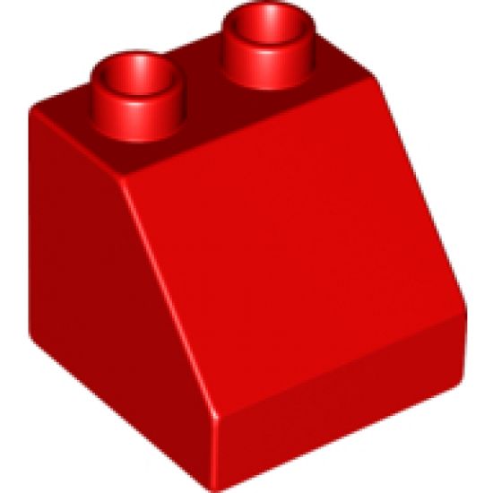 Duplo, Brick 2 x 2 x 1 1/2 Slope 45 with Face with Black Hair Short Pattern