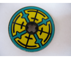 Technic, Disk 3 x 3 with Dark Turquoise, Yellow and Black Pattern both sides (Stickers) - Set 8269