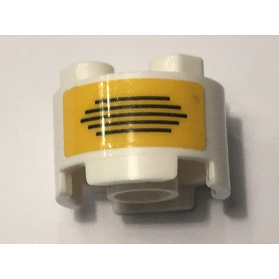 Brick, Round 2 x 2 with Yellow Rectangle with Black Lines Pattern (Sticker) - Set 10274