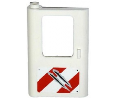 Door 1 x 4 x 5 Train Left with Rivets, Red and White Danger Stripes and Claw Scratch Marks Pattern (Sticker) - Set 75917
