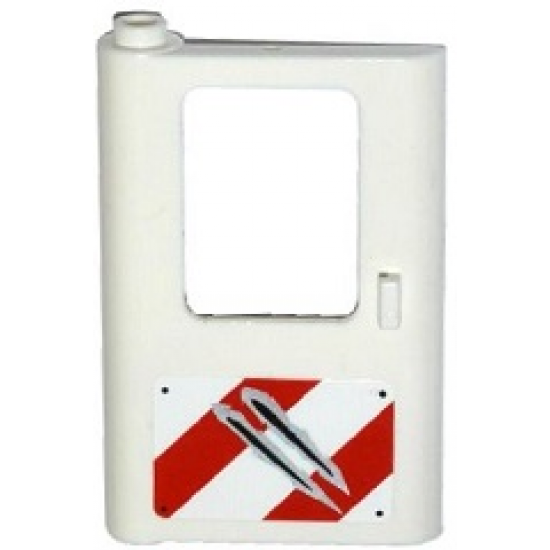 Door 1 x 4 x 5 Train Left with Rivets, Red and White Danger Stripes and Claw Scratch Marks Pattern (Sticker) - Set 75917