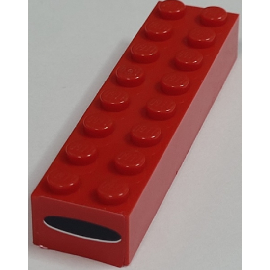 Brick 2 x 8 with Black Oval and White Highlight on Red Background Pattern on End (Sticker) - Set 8157