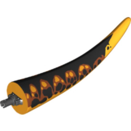 Animal, Body Part Dinosaur Tail Tyrannosaurus rex with Pin, Dark Orange Top and Black Spots Pattern