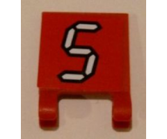 Flag 2 x 2 Square with White Number 5 with Black Outline on Red Background Pattern (Sticker) - Set 3569