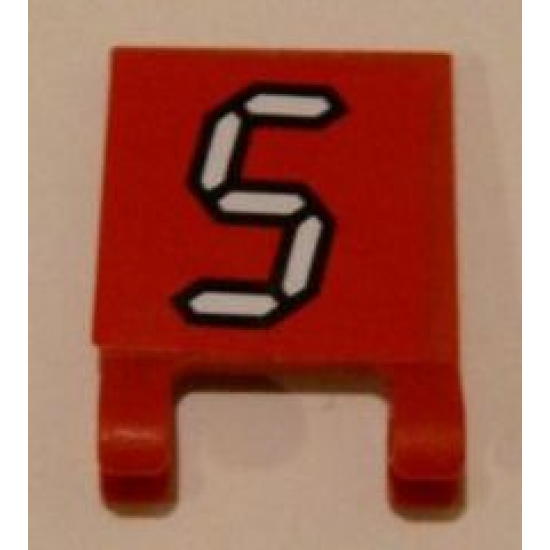 Flag 2 x 2 Square with White Number 5 with Black Outline on Red Background Pattern (Sticker) - Set 3569