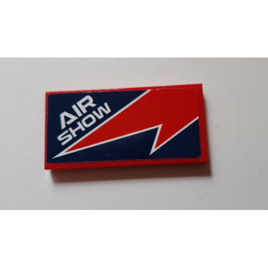 Tile 2 x 4 with Red Lightning and 'AIR SHOW' Pattern (Sticker) - Set 60177