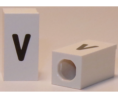 Tile, Modified 1 x 2 x 5/6 with Stud Hole in End and Black 'v' Lower Case Pattern