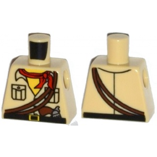 Torso Adventurers Desert Safari Shirt, Yellow Neck, Red Bandana, Gun - Brown Straps Front and Reverse Pattern