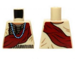 Torso Shirt with Indian Beaded Armor, Dark Red Wrap and Blue Necklace Pattern