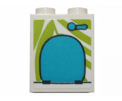 Brick 1 x 2 x 2 with Inside Stud Holder with Dark Azure Toilet Hatch Pattern (Sticker) - Set 41424