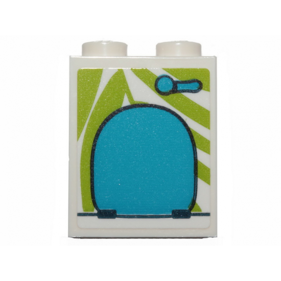 Brick 1 x 2 x 2 with Inside Stud Holder with Dark Azure Toilet Hatch Pattern (Sticker) - Set 41424