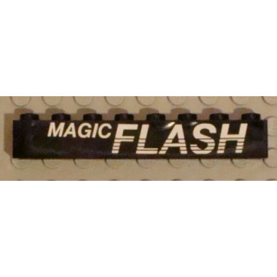 Brick 1 x 8 with White 'MAGIC FLASH' Pattern (Sticker) - Set 5581