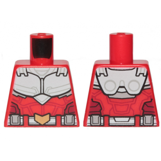Torso Armor White with Black Muscles Outline and White Belt with Gold Buckle Pattern