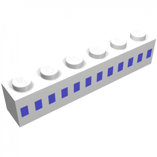 Brick 1 x 6 with Ferry Squares Light Blue in 1 Line At Middle Pattern
