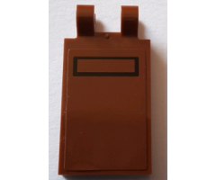 Tile, Modified 2 x 3 with 2 Clips with Black Rectangle on Reddish Brown Background Pattern (Sticker) - Set 75059